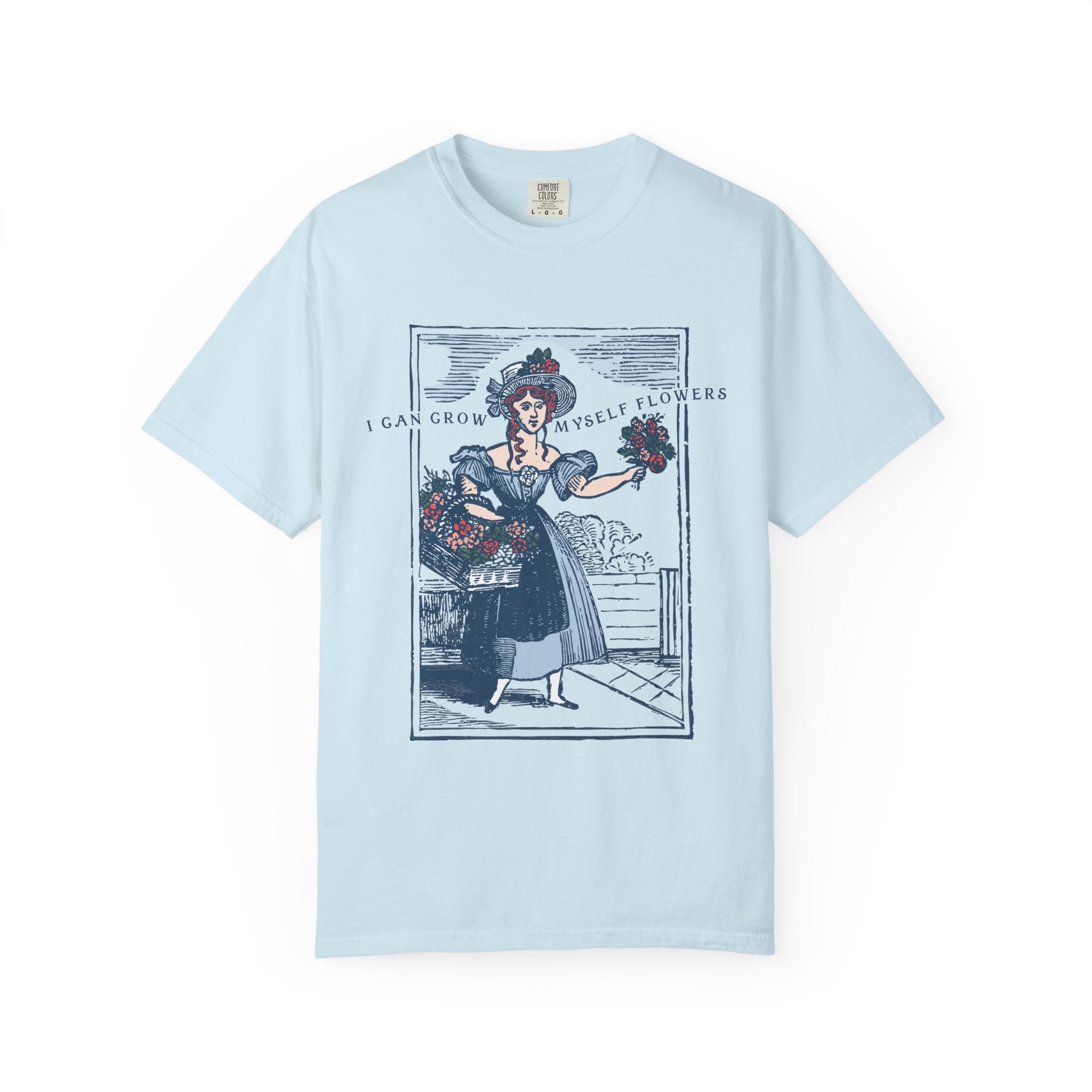 I Can Grow Myself Flowers T-Shirt | Vintage Lady Floral Illustration