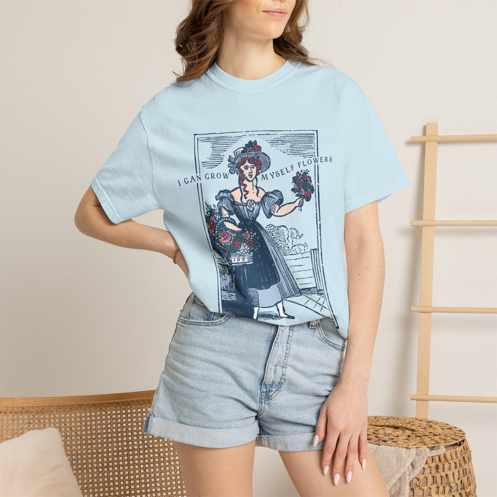 I Can Grow Myself Flowers T-Shirt | Vintage Lady Floral Illustration